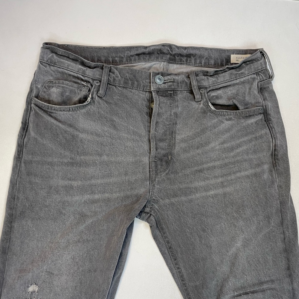 ALLSAINTS Rex Denim Jeans Men Size 32 x 32 Gray Distressed - Picture 2 of 12